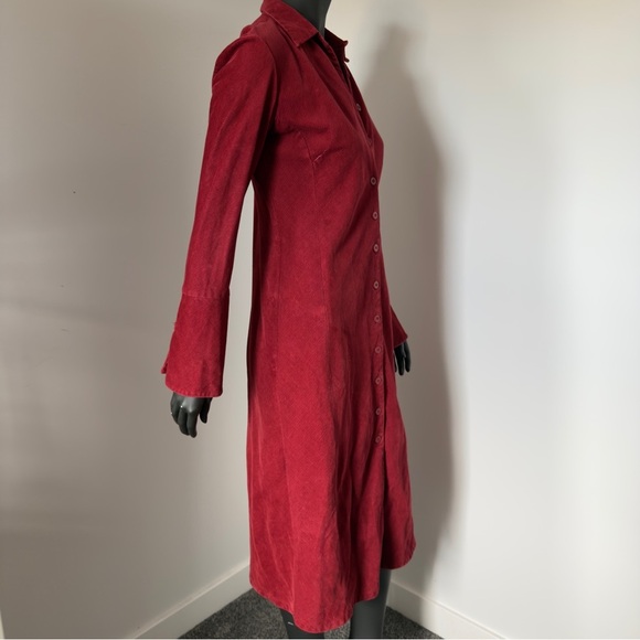 Cotton Ginny Red Corduroy Button Front Midi Dress Size 5 - Picture 8 of 11
